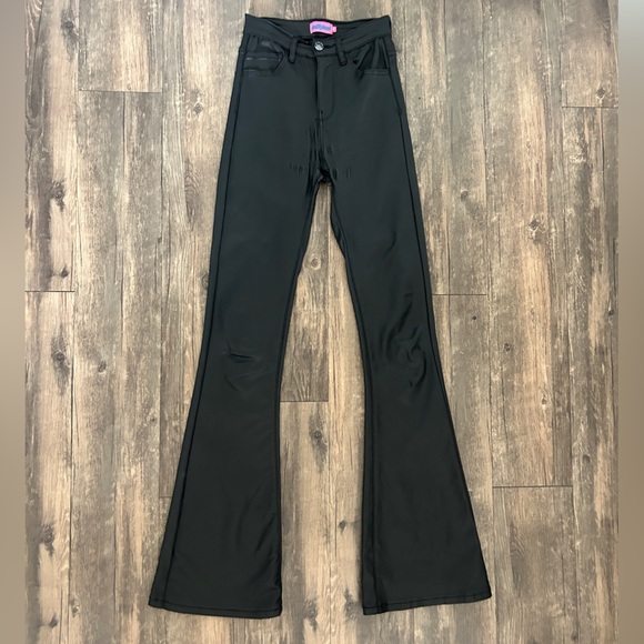 Edikted Pants - Edikted Flare Leather Pant